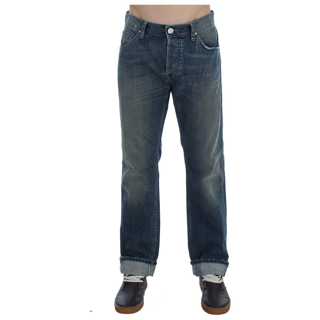 Acht Elegant Regular Fit Blue Wash Denim Acht Dark Slate Gray