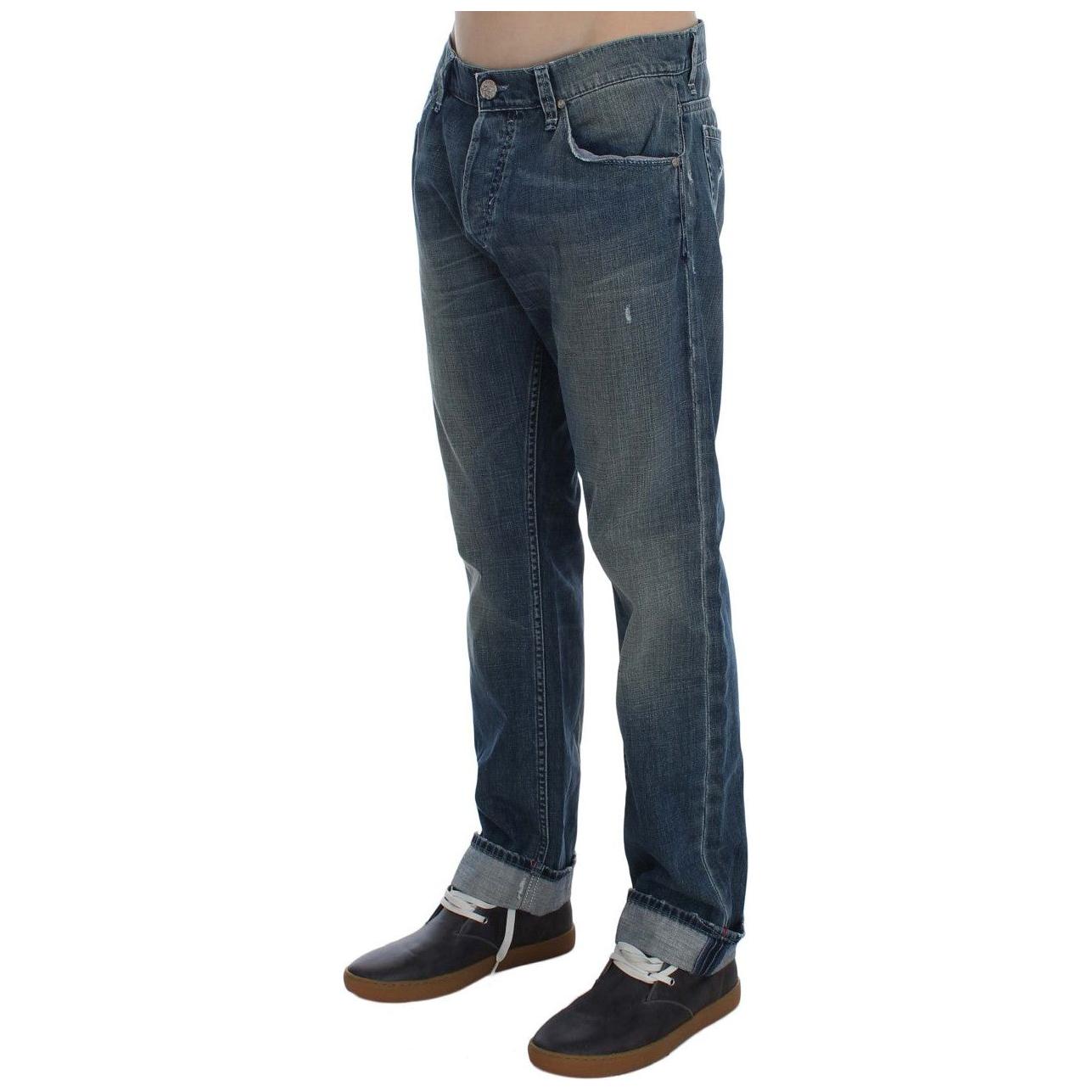 Acht Elegant Regular Fit Blue Wash Denim Acht Dark Slate Gray