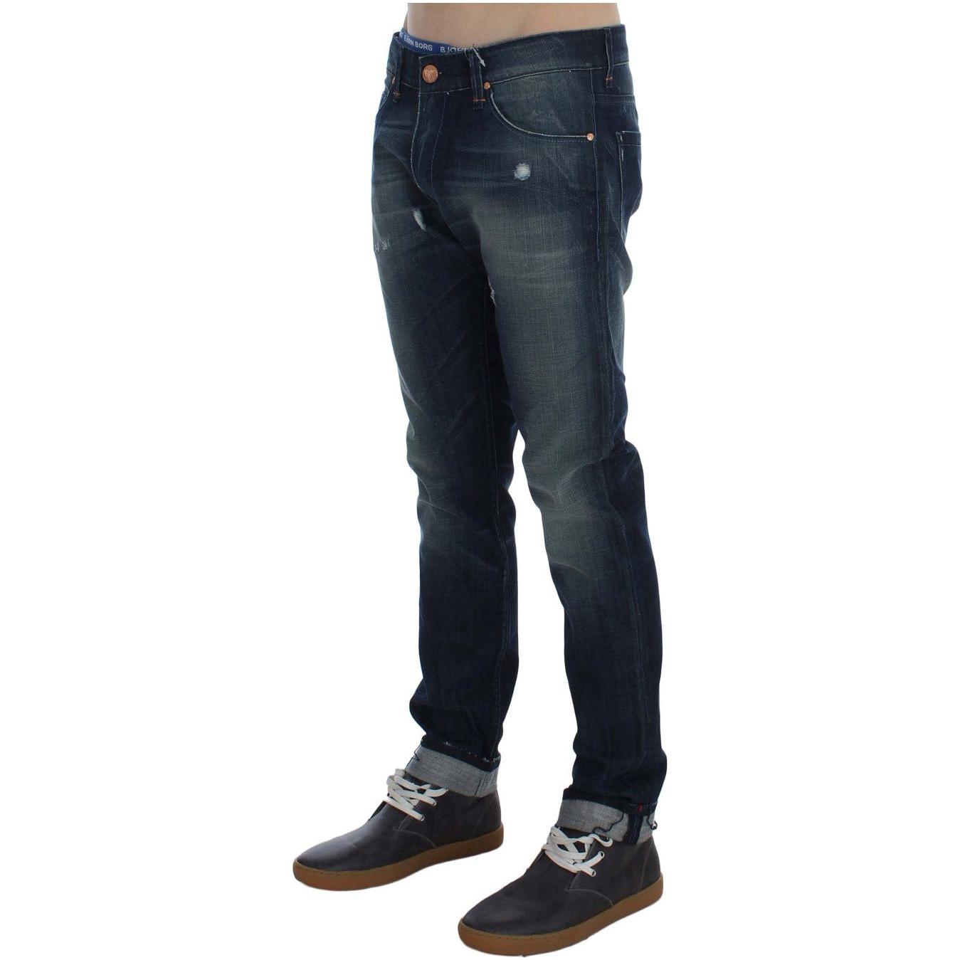 Acht Sleek Slim Fit Italian Denim Jeans Acht Dark Slate Gray