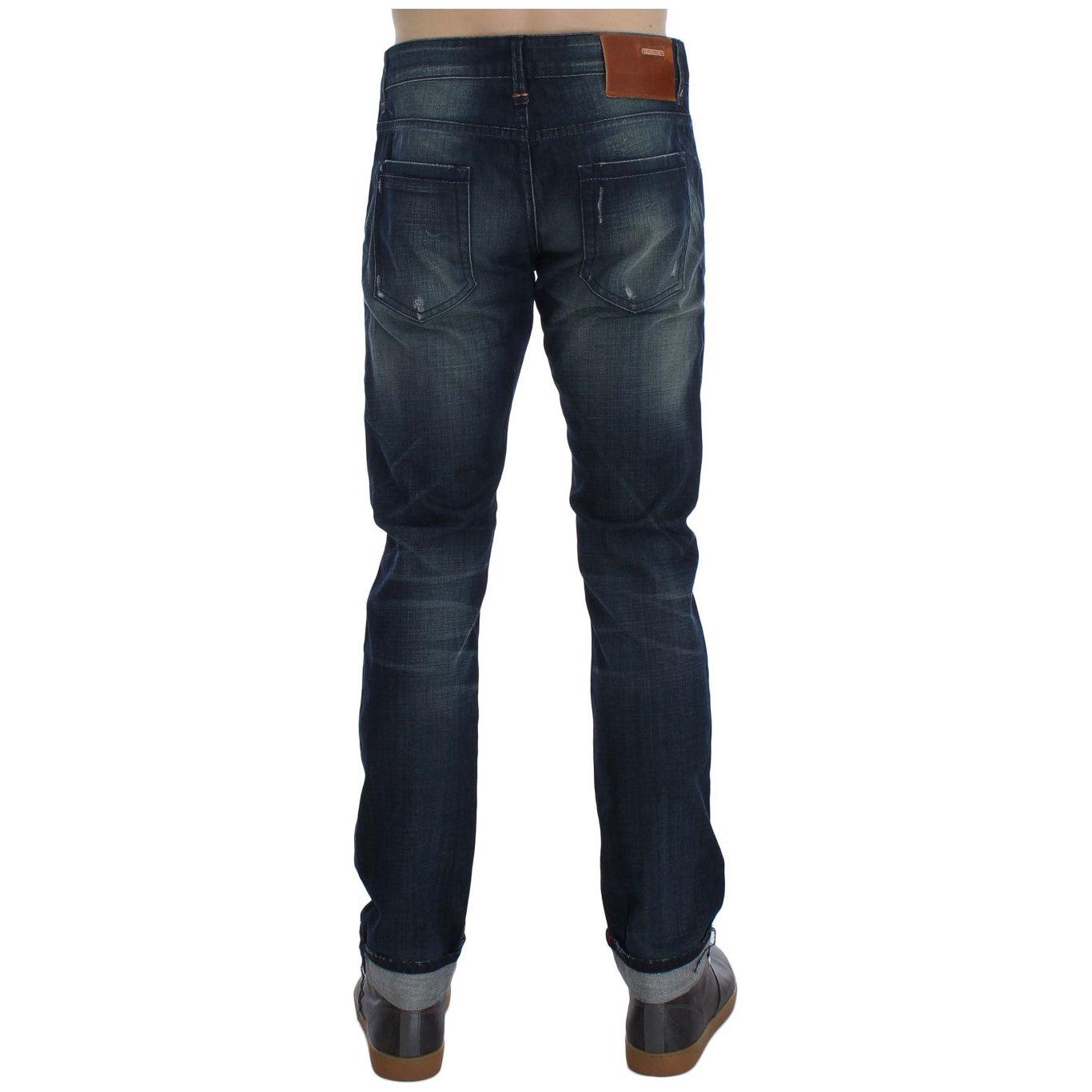 Acht Sleek Slim Fit Italian Denim Jeans Acht Dark Slate Gray