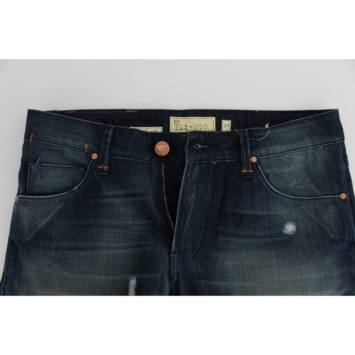 Acht Sleek Slim Fit Italian Denim Jeans Acht Light Gray
