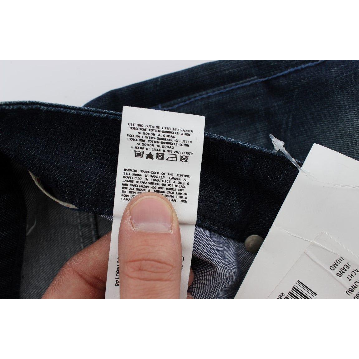 Acht Sleek Slim Fit Italian Denim Jeans Acht Black