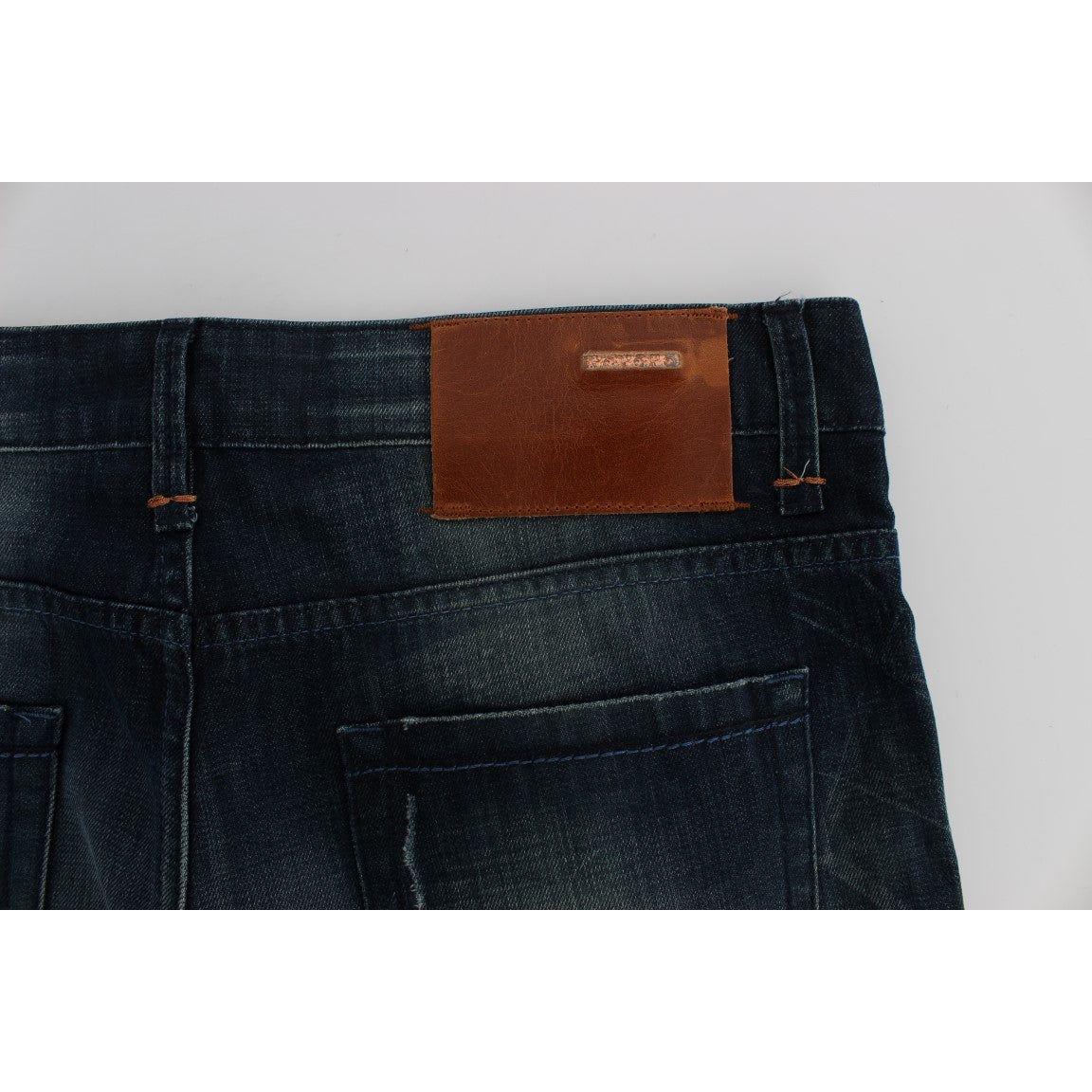 Acht Sleek Slim Fit Italian Denim Jeans Acht Black