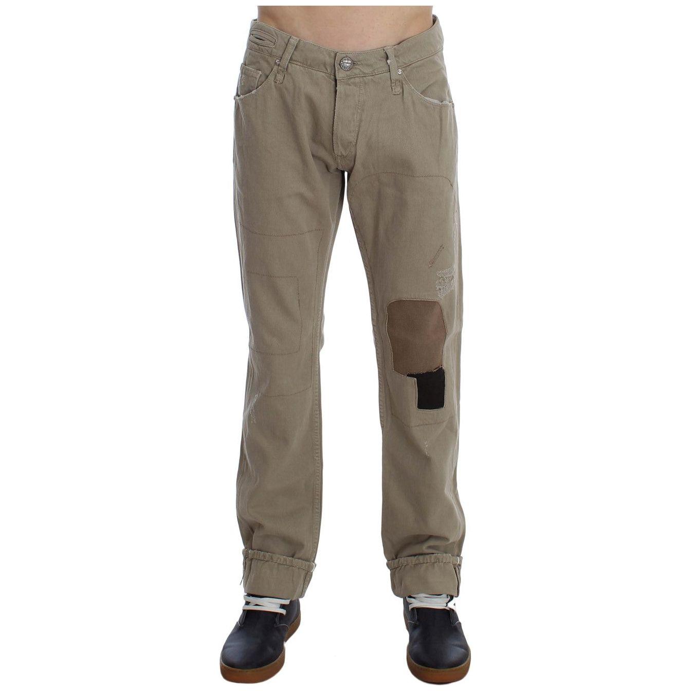 Acht Beige Straight Fit Cotton Jeans for Men Jeans & Pants Acht Dim Gray