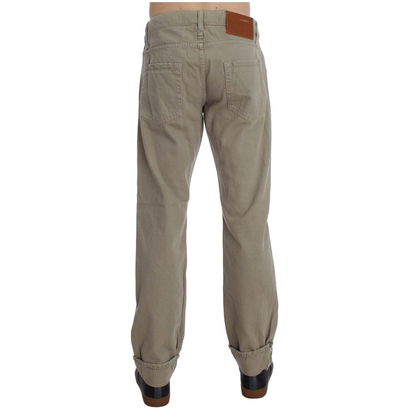 Acht Beige Straight Fit Cotton Jeans for Men Jeans & Pants Acht Dim Gray