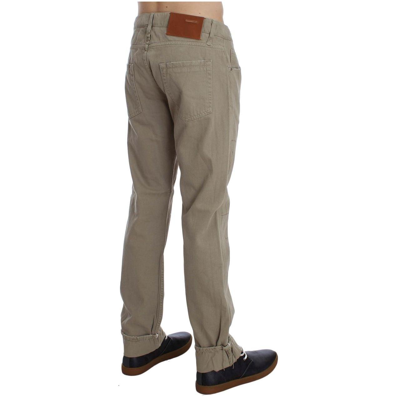 Acht Beige Straight Fit Cotton Jeans for Men Jeans & Pants Acht Dim Gray