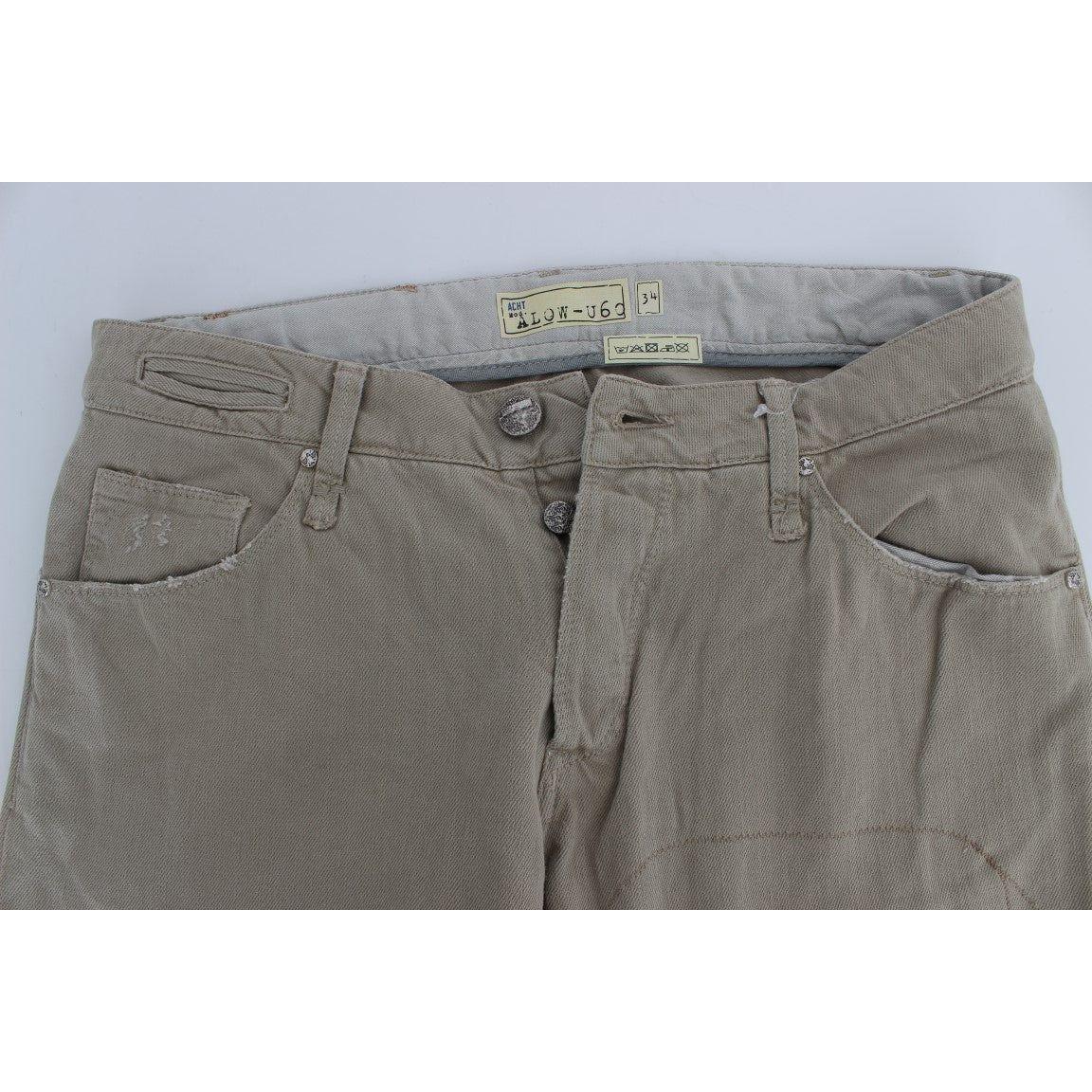 Acht Beige Straight Fit Cotton Jeans for Men Jeans & Pants Acht Dim Gray