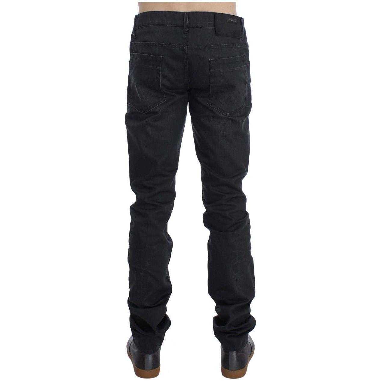 Acht Sleek Gray Slim Fit Italian Mens Jeans Acht Dark Slate Gray