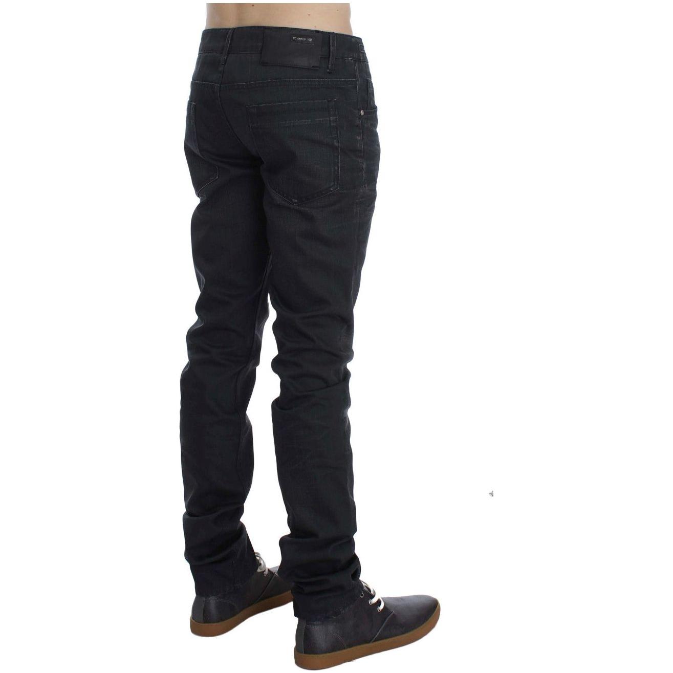 Acht Sleek Gray Slim Fit Italian Mens Jeans Acht Dark Slate Gray