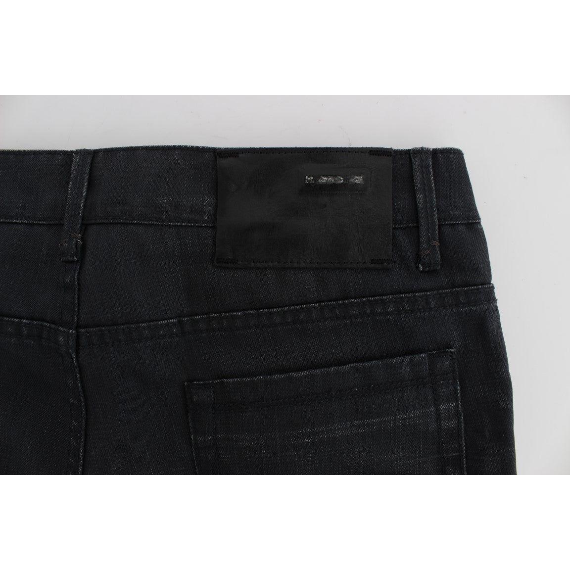Acht Sleek Gray Slim Fit Italian Mens Jeans Acht Light Gray