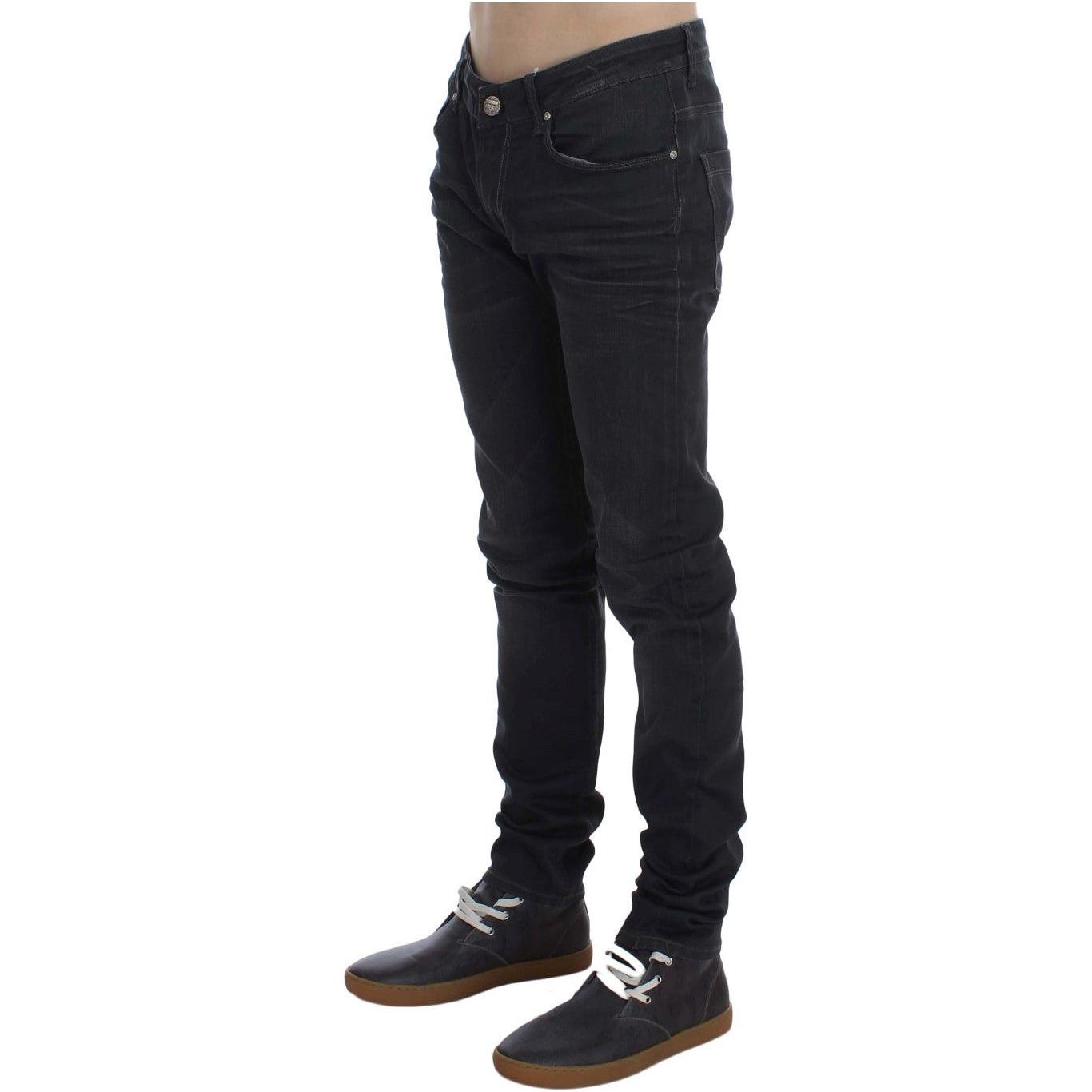 Acht Sleek Gray Slim Fit Men's Premium Denim Acht Black