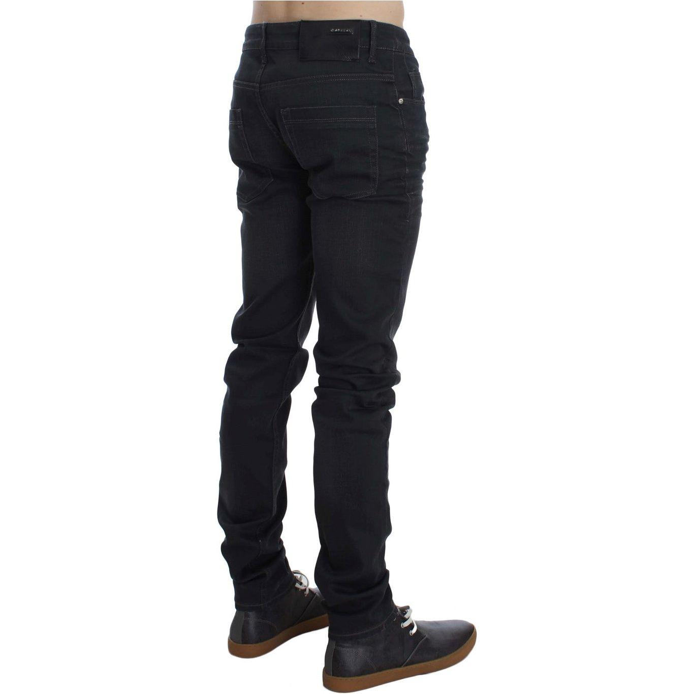 Acht Sleek Gray Slim Fit Men's Premium Denim Acht Black