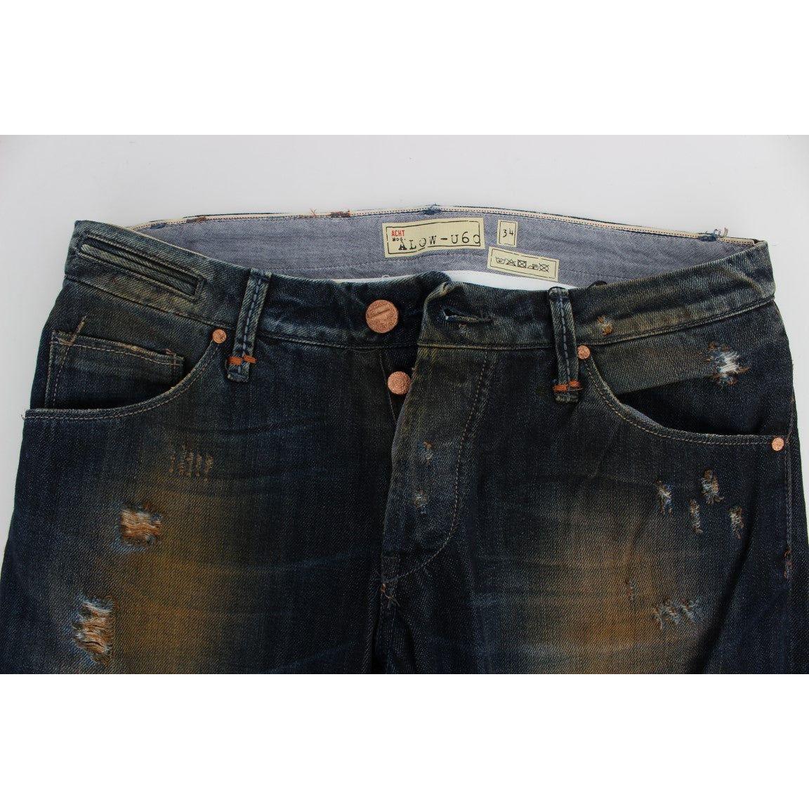 Acht Elegant Straight Fit Men's Denim Jeans Acht Light Gray