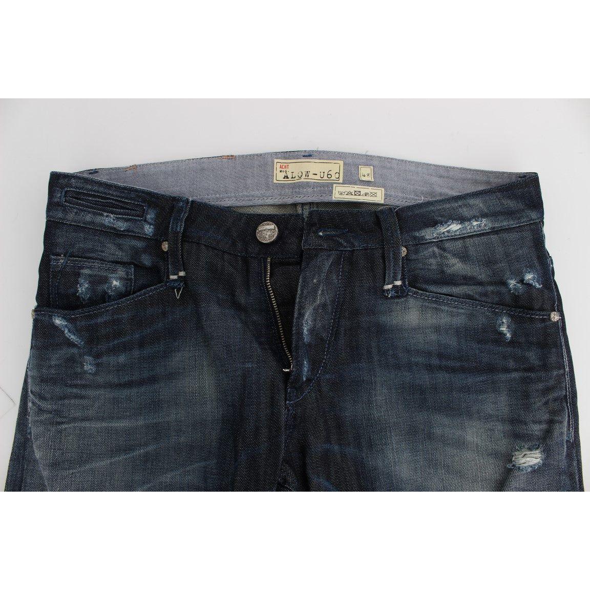 Acht Elegant Regular Straight Fit Blue Jeans Jeans & Pants Acht Dark Slate Gray