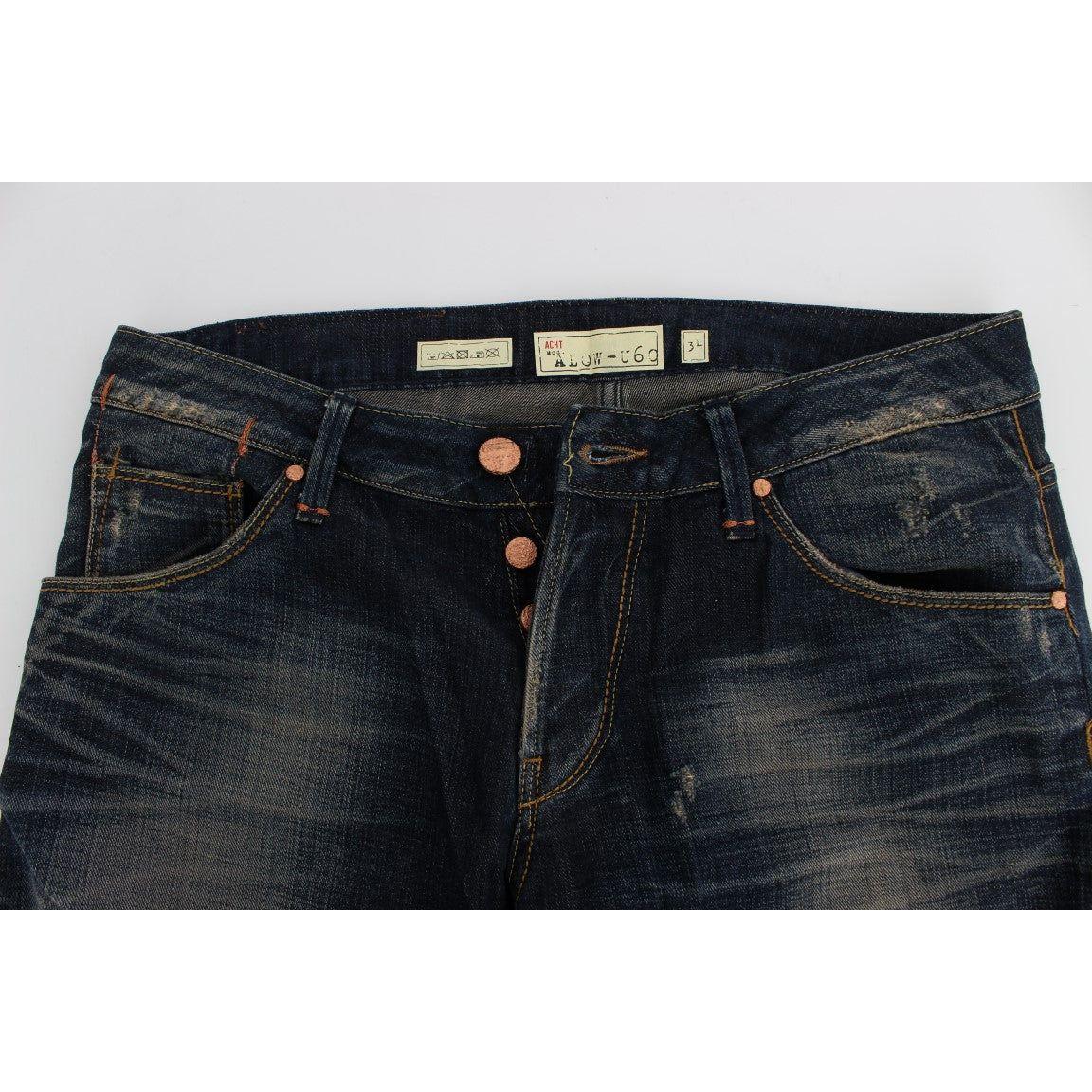 Acht Elegant Straight Fit Low Waist Men's Jeans Acht Light Gray