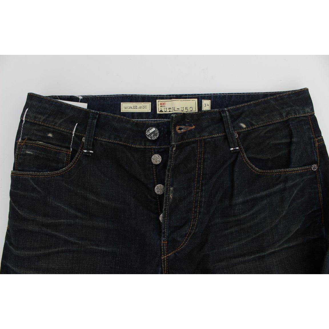 Acht Elegant Straight Fit Dark Blue Jeans Acht Light Gray
