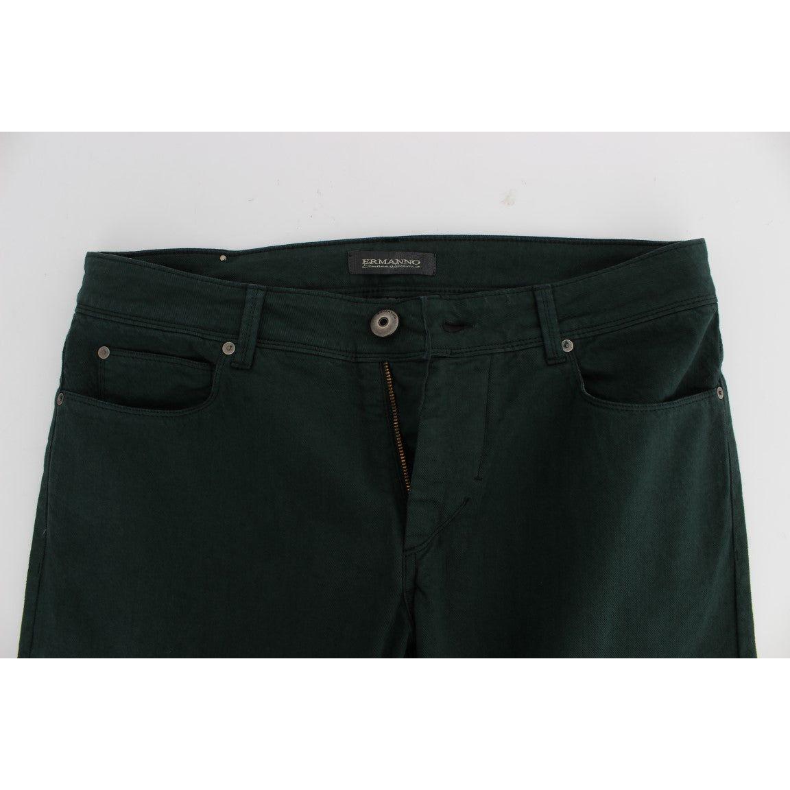 Ermanno Scervino Chic Green Straight Cut Jeans Ermanno Scervino Black