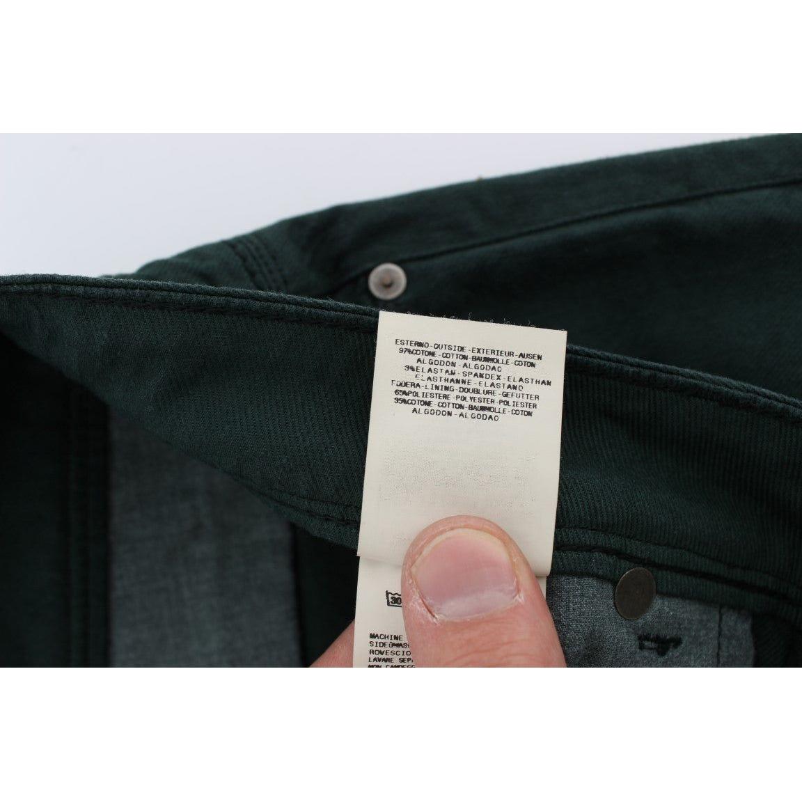 Ermanno Scervino Chic Green Straight Cut Jeans Ermanno Scervino Light Gray
