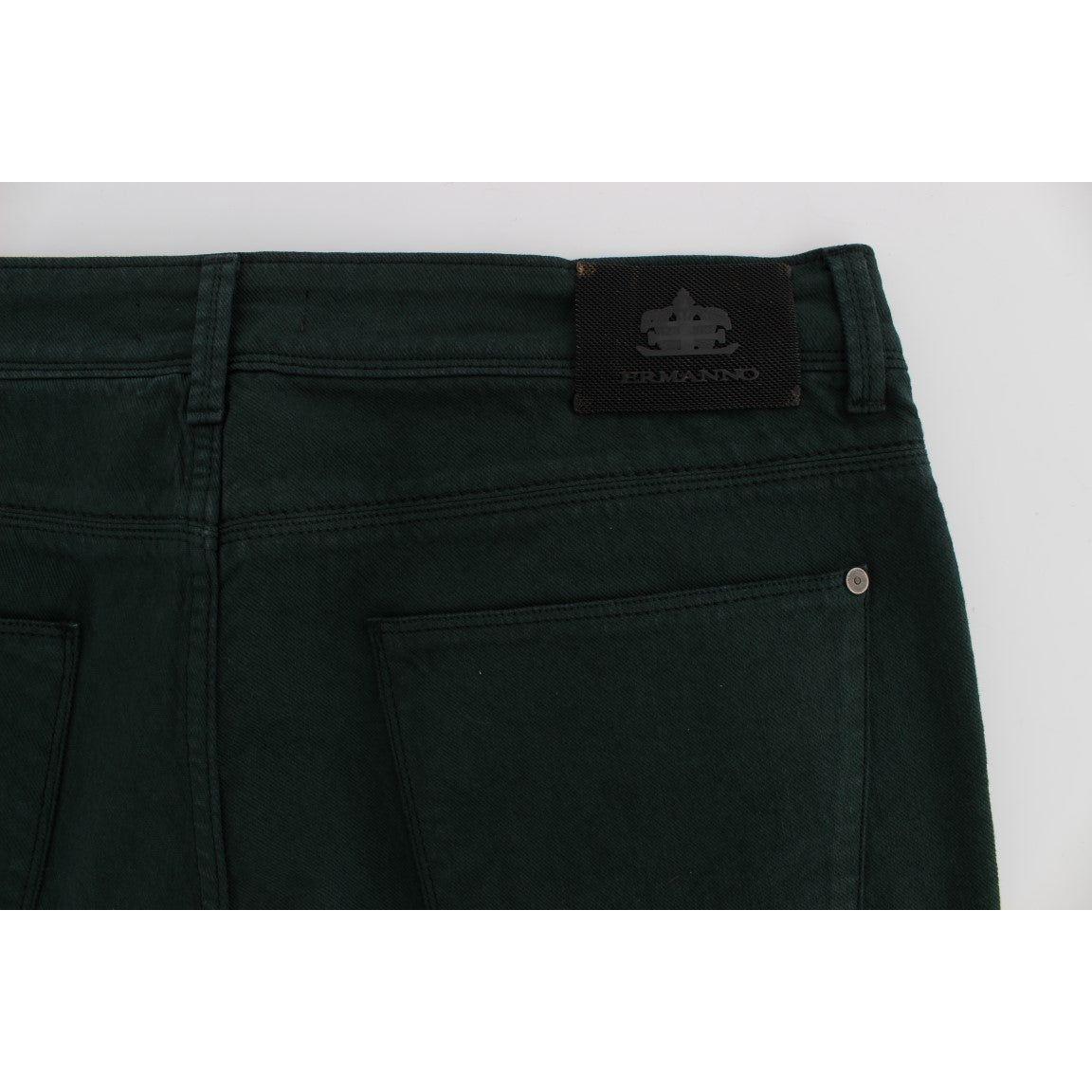 Ermanno Scervino Chic Green Straight Cut Jeans Ermanno Scervino Light Gray