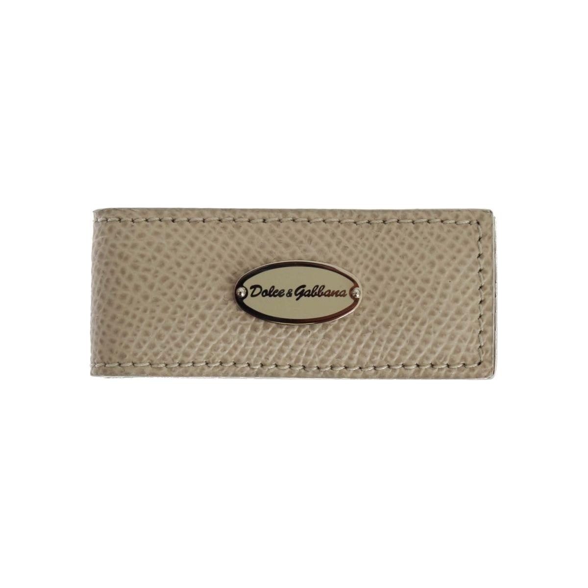 Dolce & Gabbana Elegant Beige Leather Money Clip Money Clip Dolce & Gabbana Rosy Brown