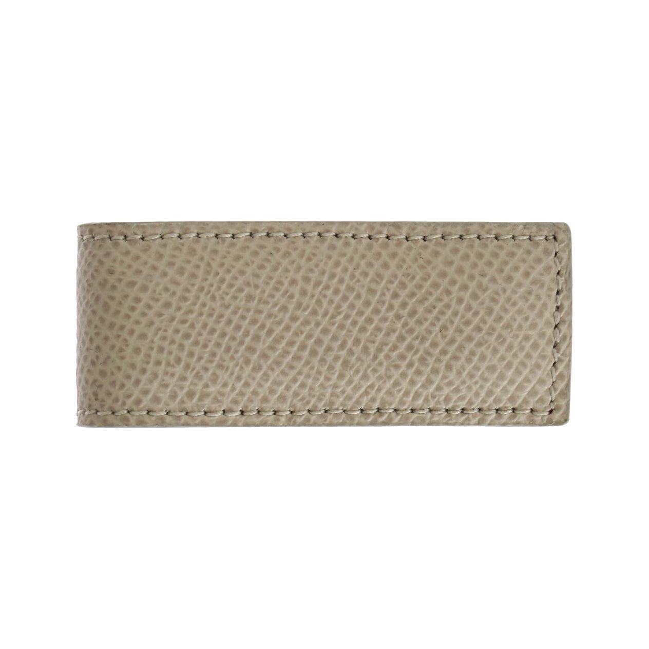 Dolce & Gabbana Elegant Beige Leather Money Clip Money Clip Dolce & Gabbana Rosy Brown