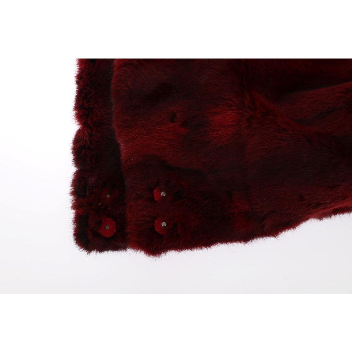 Dolce & Gabbana Luxurious Bordeaux Fur Hooded Scarf Wrap Hood Scarf Dolce & Gabbana Black