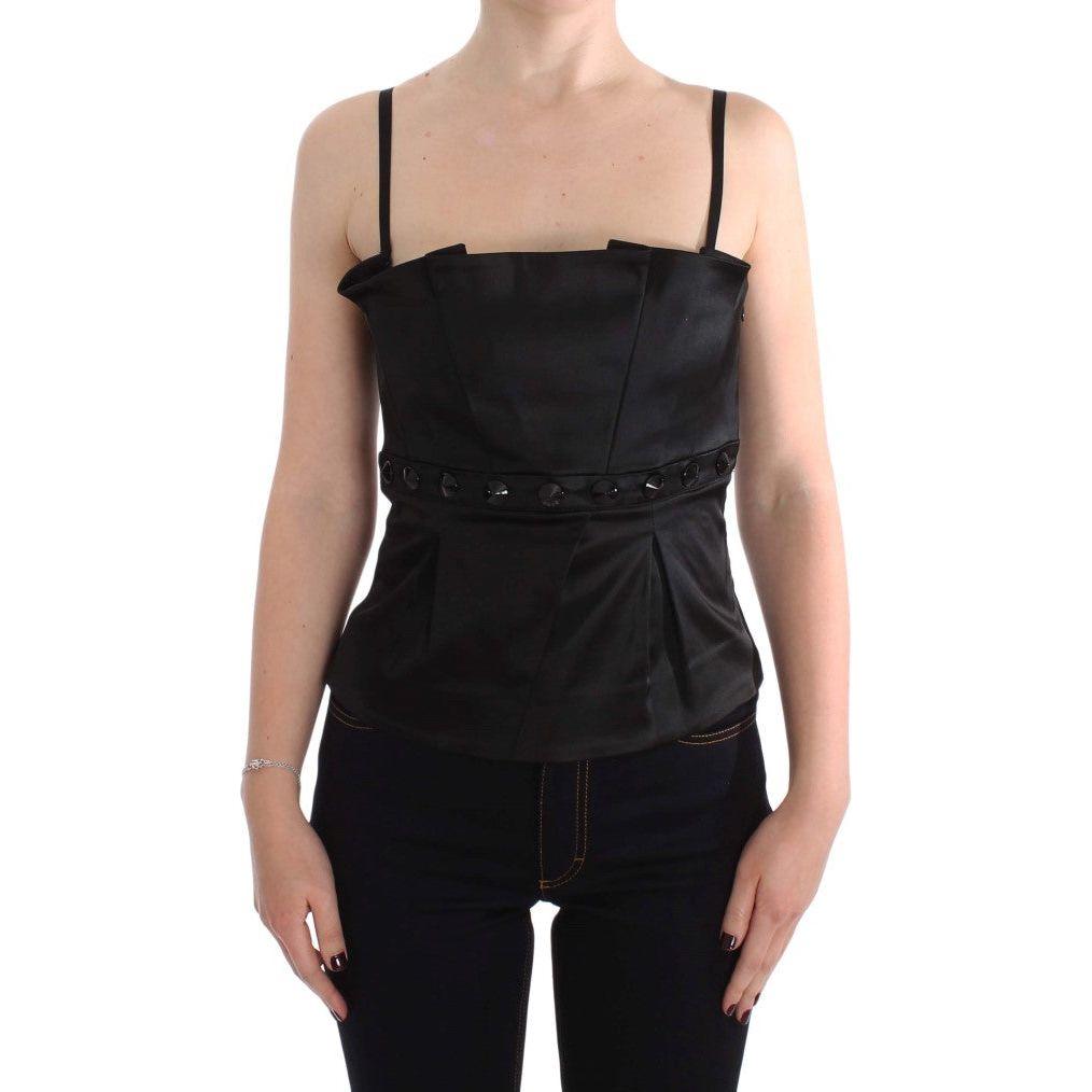 Exte Elegant Black Evening Cami Top Top Blouse Exte Tan