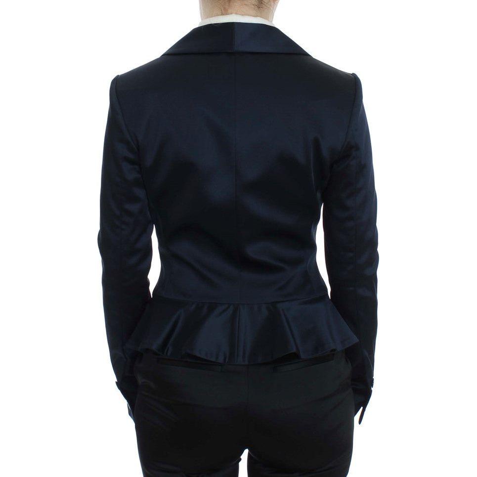 Exte Elegant Blue Blazer Jacket with Designer Flair Blazer Jacket Exte Black