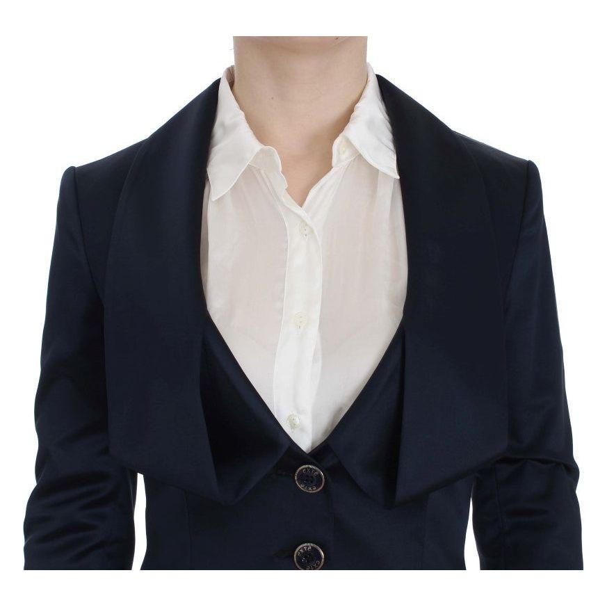 Exte Elegant Blue Blazer Jacket with Designer Flair Blazer Jacket Exte Light Gray