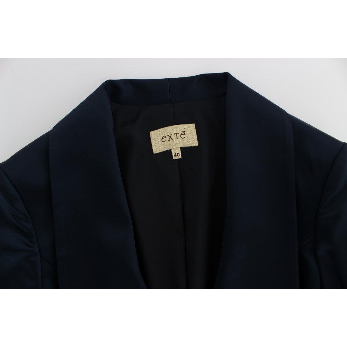 Exte Elegant Blue Blazer Jacket with Designer Flair Blazer Jacket Exte Light Gray