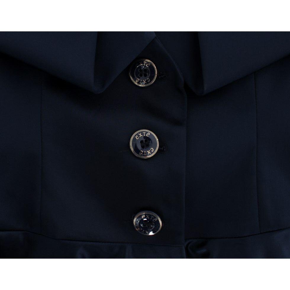 Exte Elegant Blue Blazer Jacket with Designer Flair Blazer Jacket Exte Black