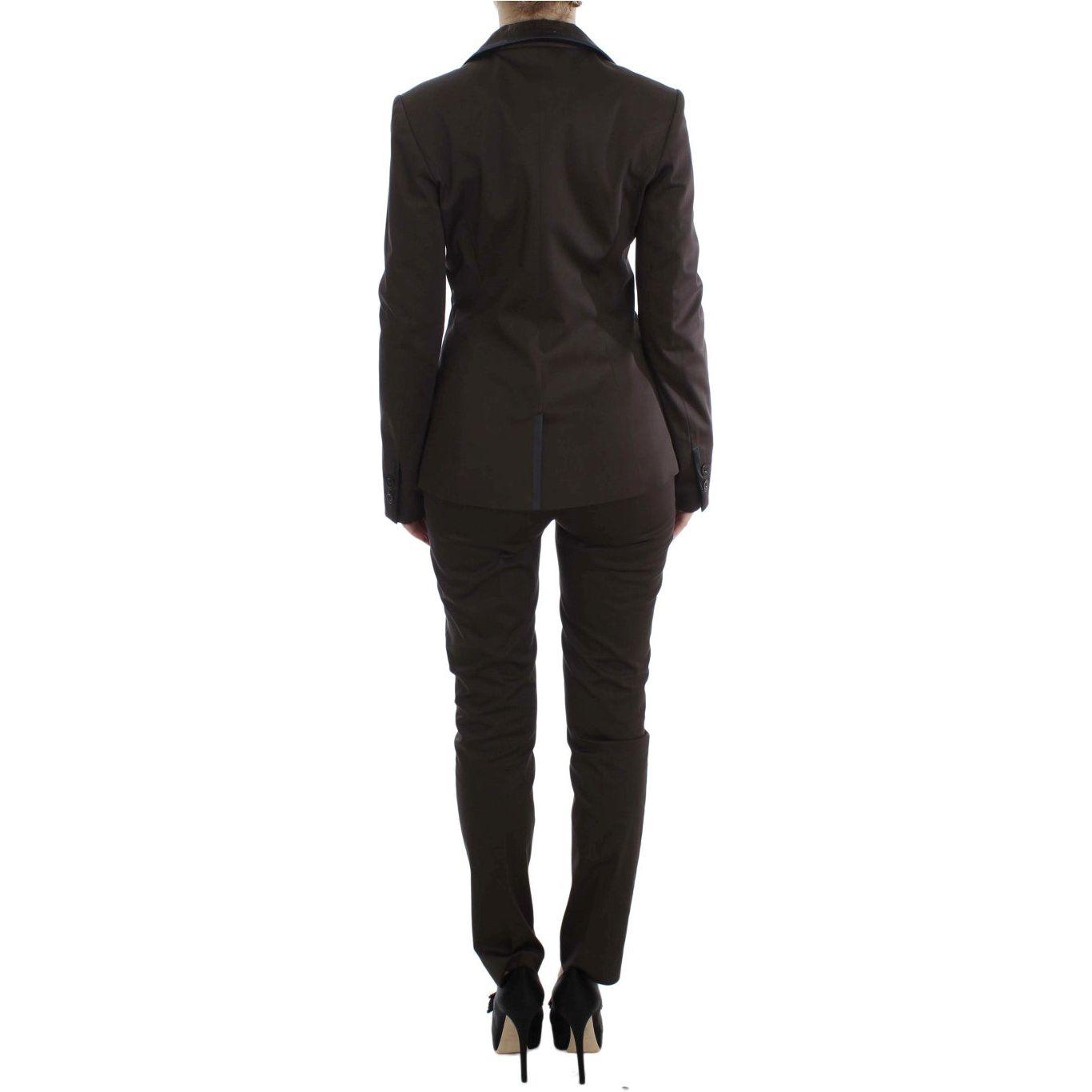 Exte Chic Brown Cotton-Elastane Suit Set Suit Exte Black