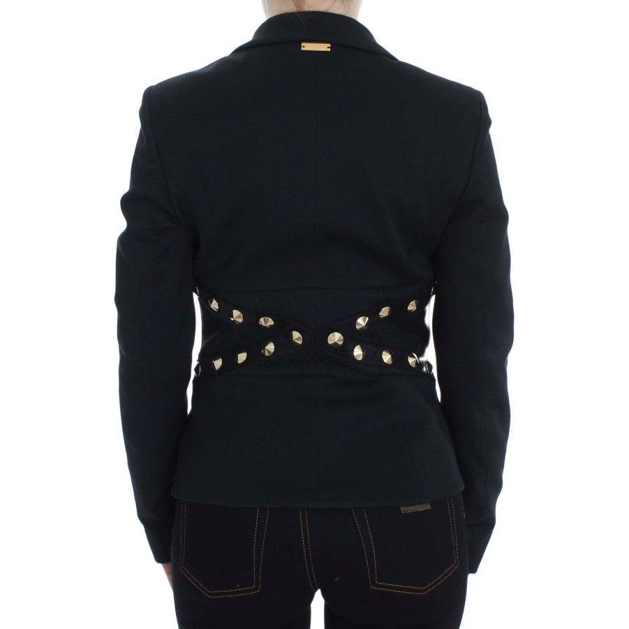 Exte Chic Black Stretch Blazer with Gold Button Detail Blazer Jacket Exte Black