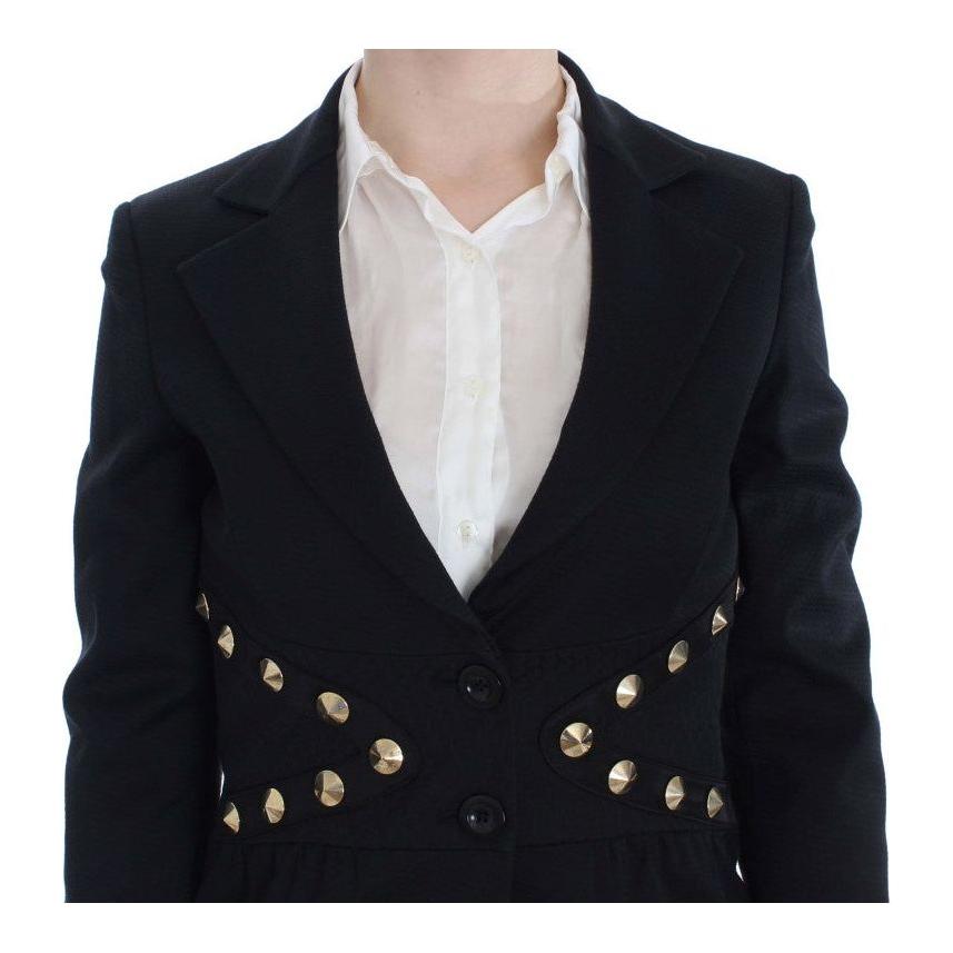 Exte Chic Black Stretch Blazer with Gold Button Detail Blazer Jacket Exte Gray
