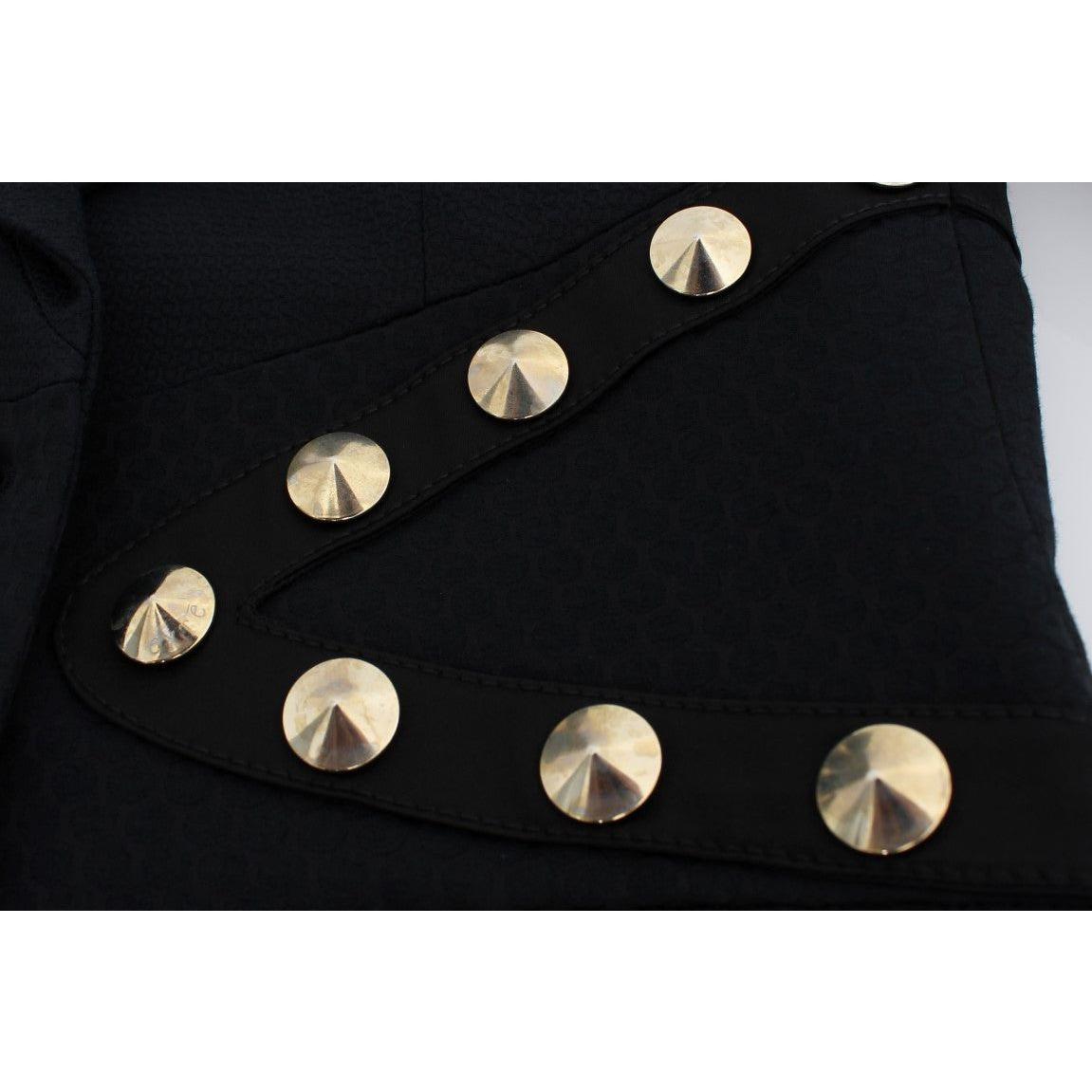Exte Chic Black Stretch Blazer with Gold Button Detail Blazer Jacket Exte Black