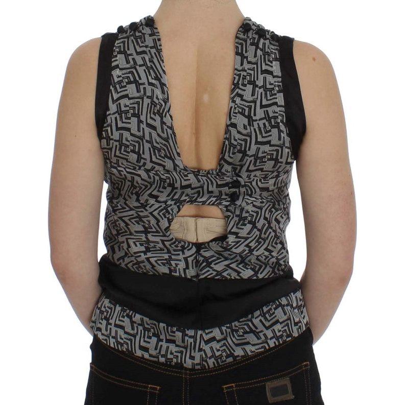 Karl Lagerfeld Elegant Silk Blouse with Logo Detailing Karl Lagerfeld Dark Slate Gray
