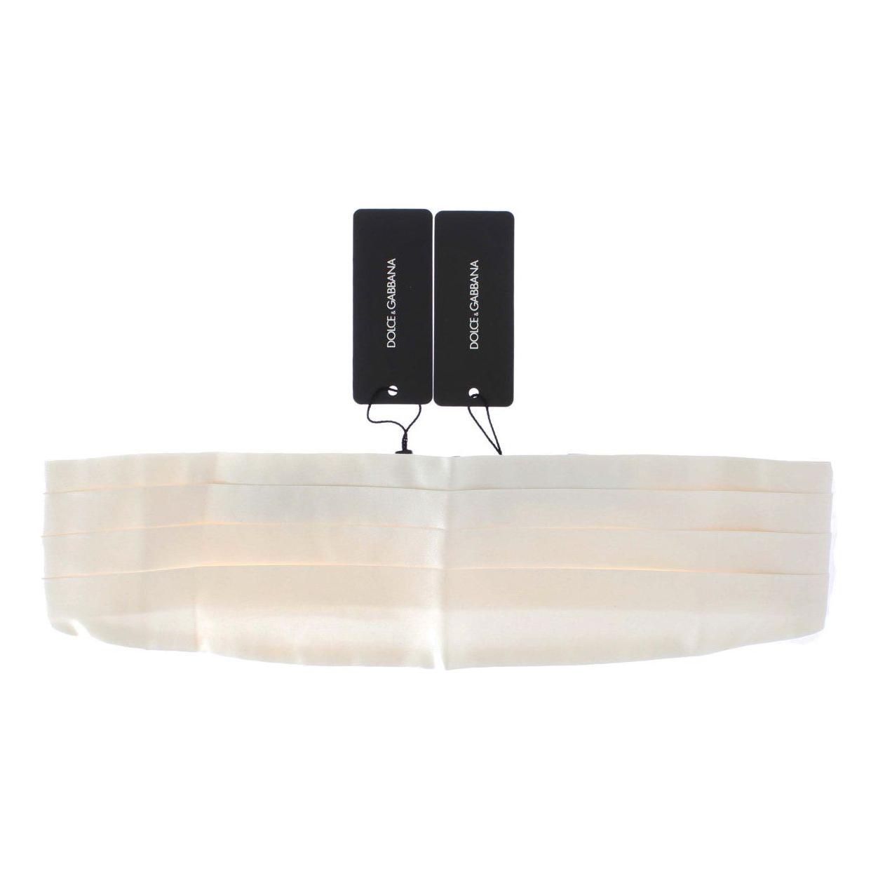 Dolce & Gabbana Elegant White Silk Cummerbund Dolce & Gabbana Light Gray
