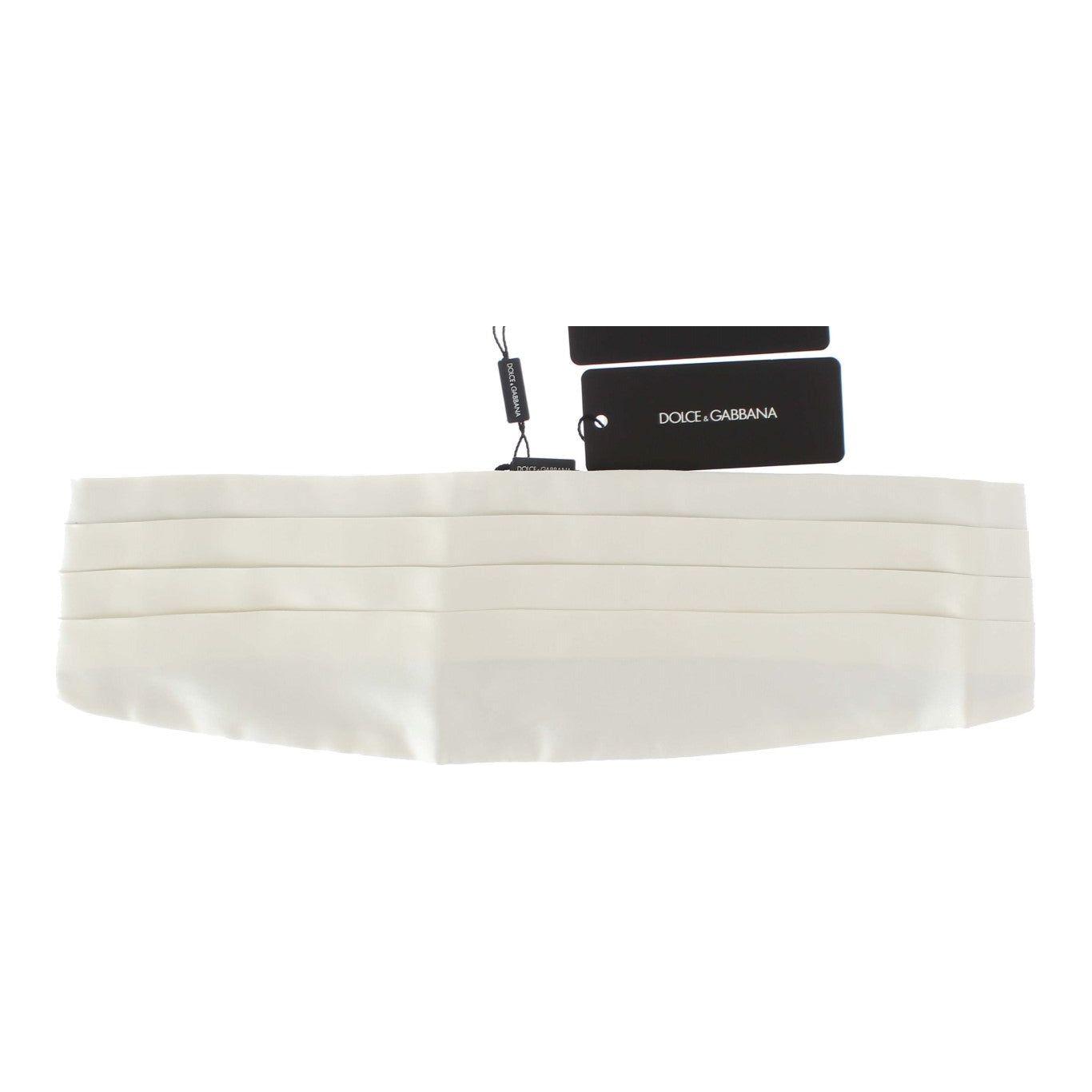 Dolce & Gabbana Exclusive White Silk Cummerbund Dolce & Gabbana Light Gray