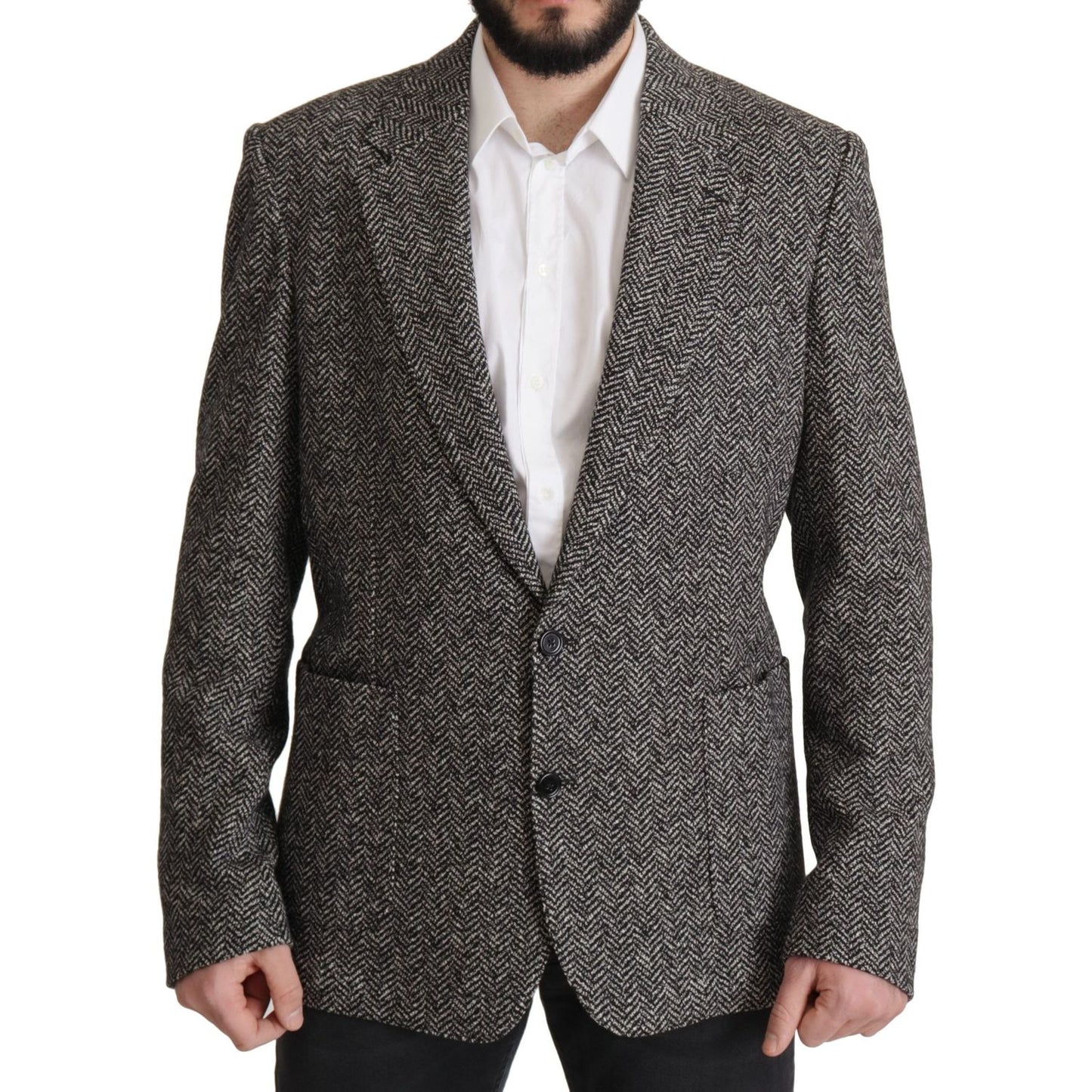 Dolce & Gabbana Exquisite Gray Herringbone Blazer Jacket Dolce & Gabbana Dark Slate Gray