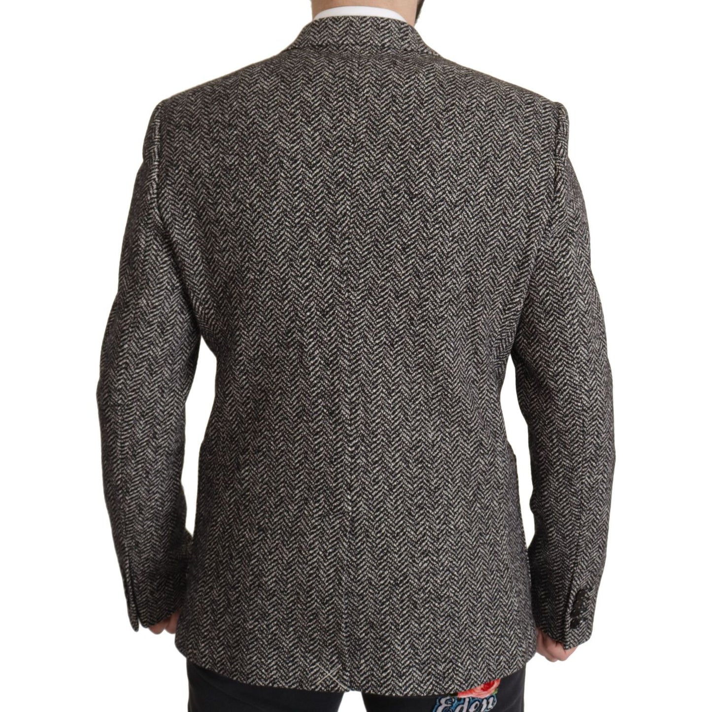 Dolce & Gabbana Exquisite Gray Herringbone Blazer Jacket Dolce & Gabbana Dark Slate Gray