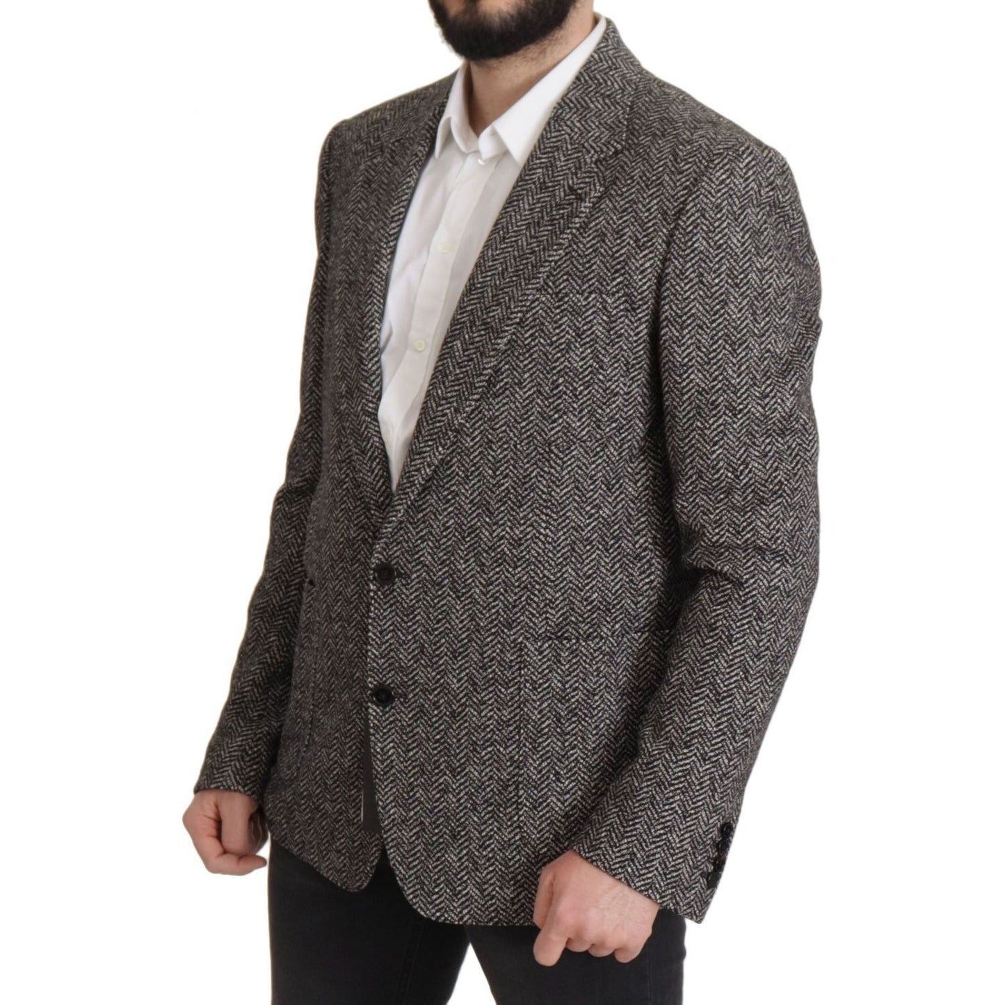 Dolce & Gabbana Exquisite Gray Herringbone Blazer Jacket Dolce & Gabbana Dark Slate Gray
