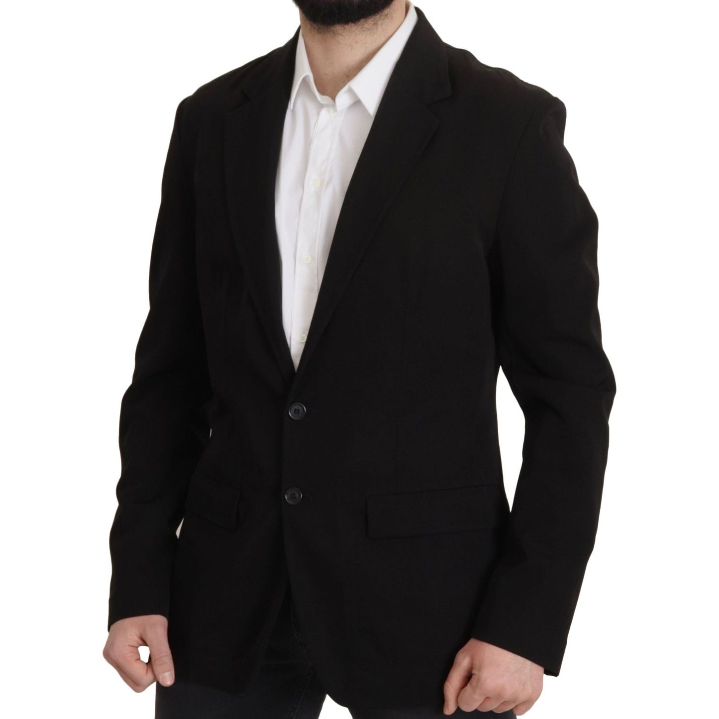 Dolce & Gabbana Black Wool Single Breasted Coat Blazer JKT3389- 50