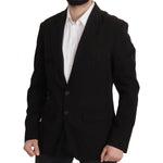 Dolce & Gabbana Black Wool Single Breasted Coat Blazer JKT3389- 50