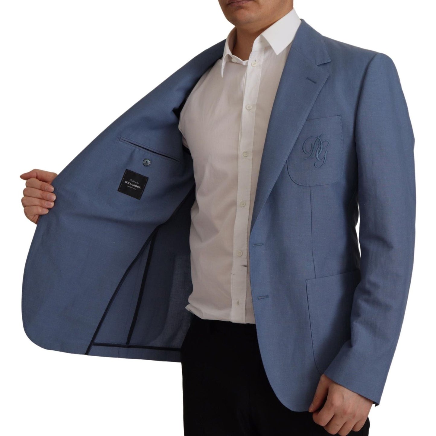 Dolce & Gabbana Elegant Single Breasted Linen Jacket Dolce & Gabbana Dim Gray