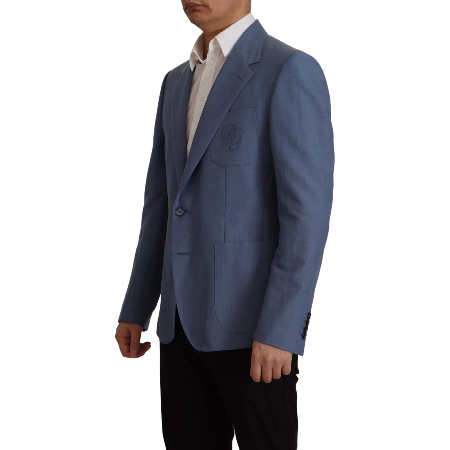 Dolce & Gabbana Elegant Single Breasted Linen Jacket Dolce & Gabbana Dark Slate Gray