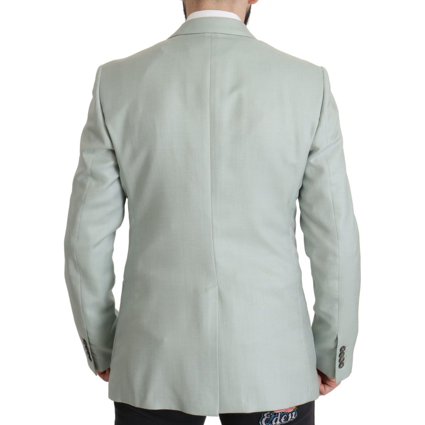 Dolce & Gabbana Elegant Mint Green Silk-Cashmere Blazer Dolce & Gabbana Dark Gray
