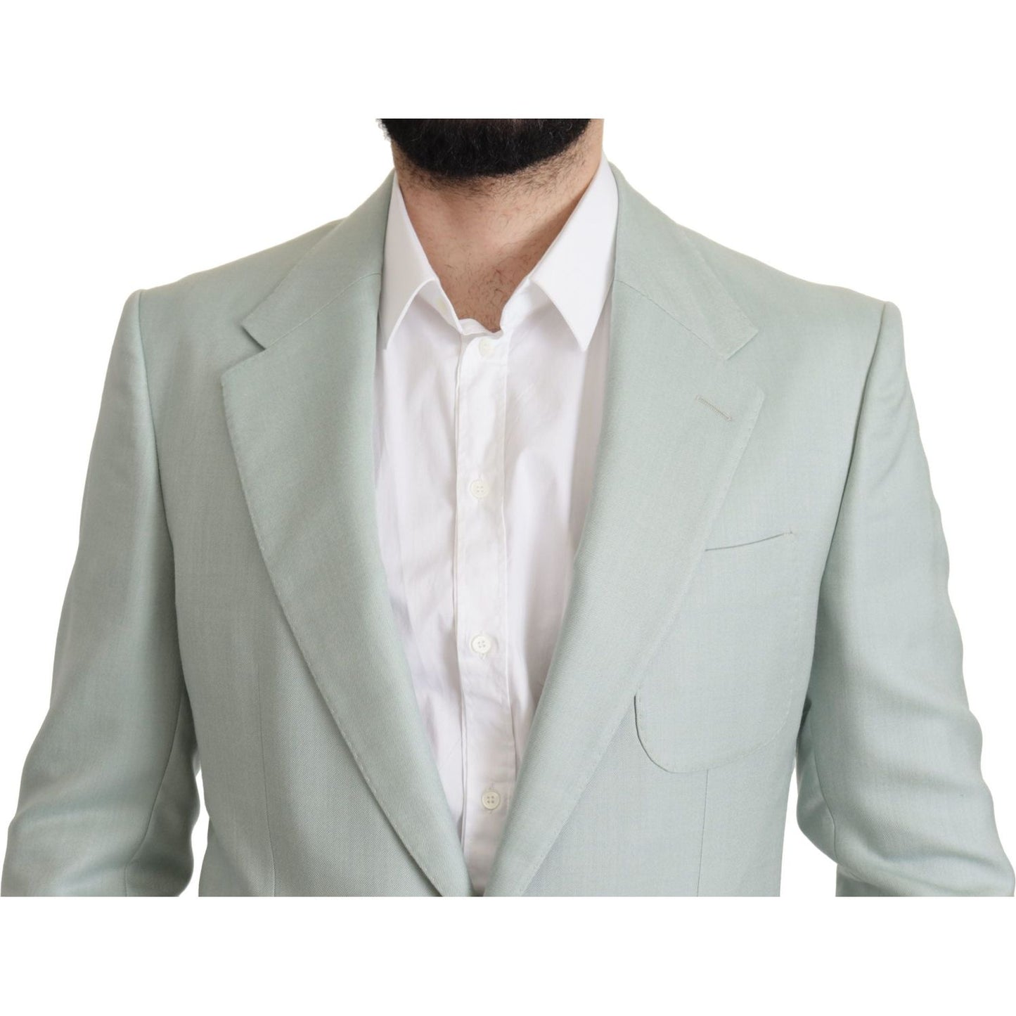 Dolce & Gabbana Elegant Mint Green Silk-Cashmere Blazer Dolce & Gabbana Gray
