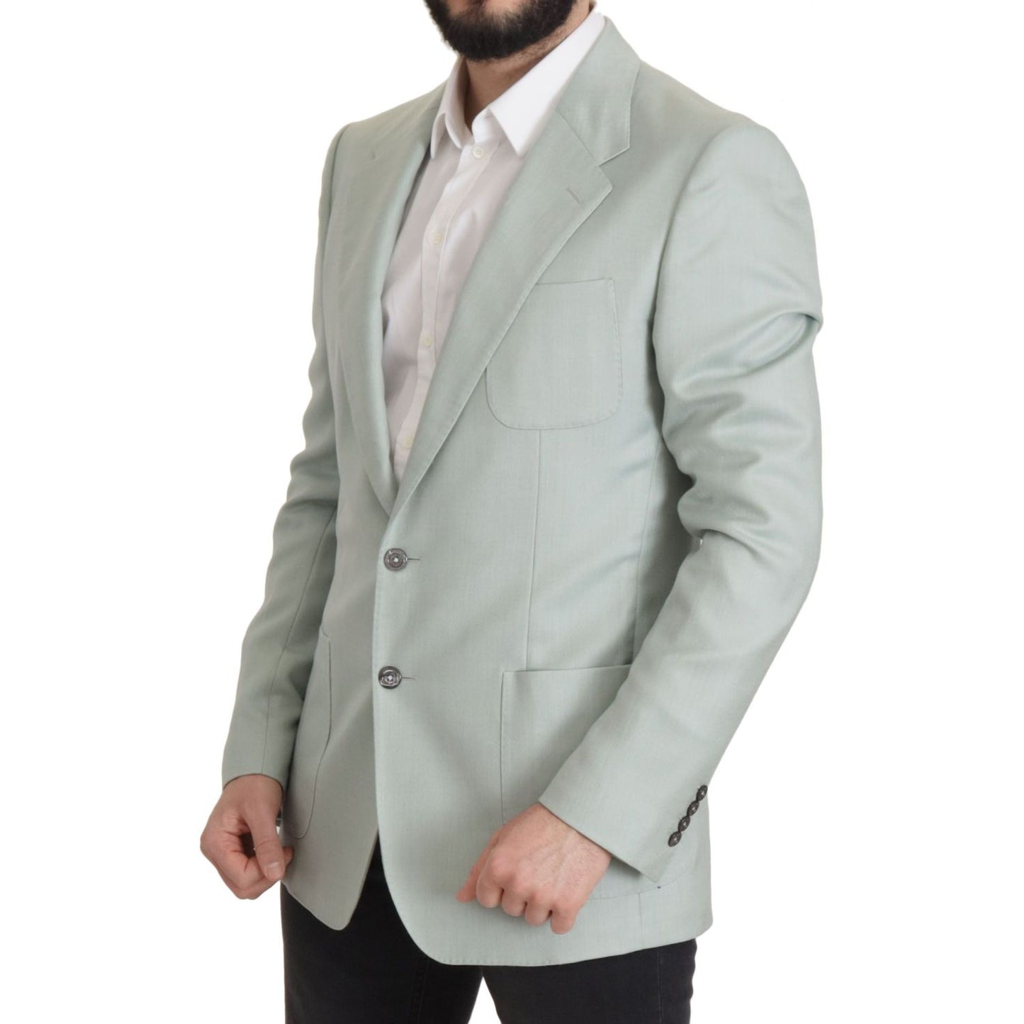 Dolce & Gabbana Elegant Mint Green Silk-Cashmere Blazer Dolce & Gabbana Gray