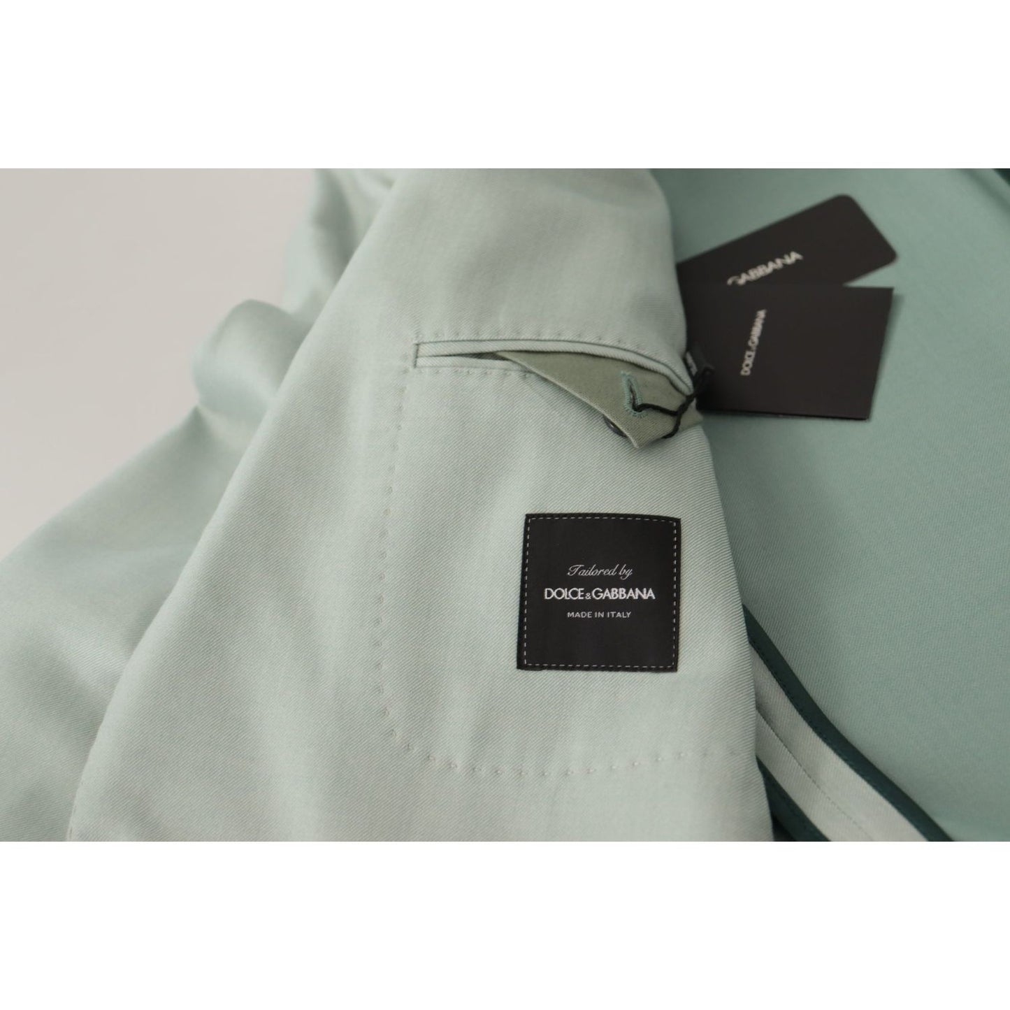 Dolce & Gabbana Elegant Mint Green Silk-Cashmere Blazer Dolce & Gabbana Dark Gray