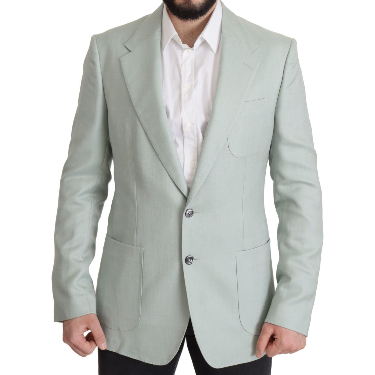 Dolce & Gabbana Elegant Mint Green Silk-Cashmere Blazer Dolce & Gabbana Gray